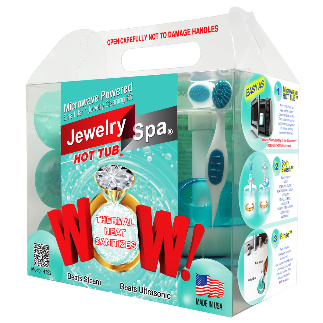 Jewelry Spa Hot Tub Cleaning Kit - Naturally-Based Cleaner That Removes Tarnish, Germs, Odor